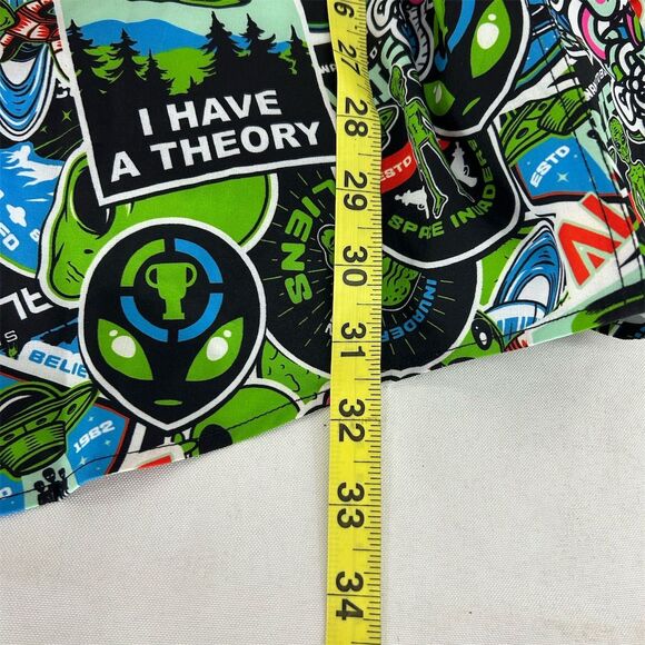 Men's 3XL Alien Graphic Print Short Sleeve Stretch Button-Down Shirt Multicolor - Picture 9 of 9